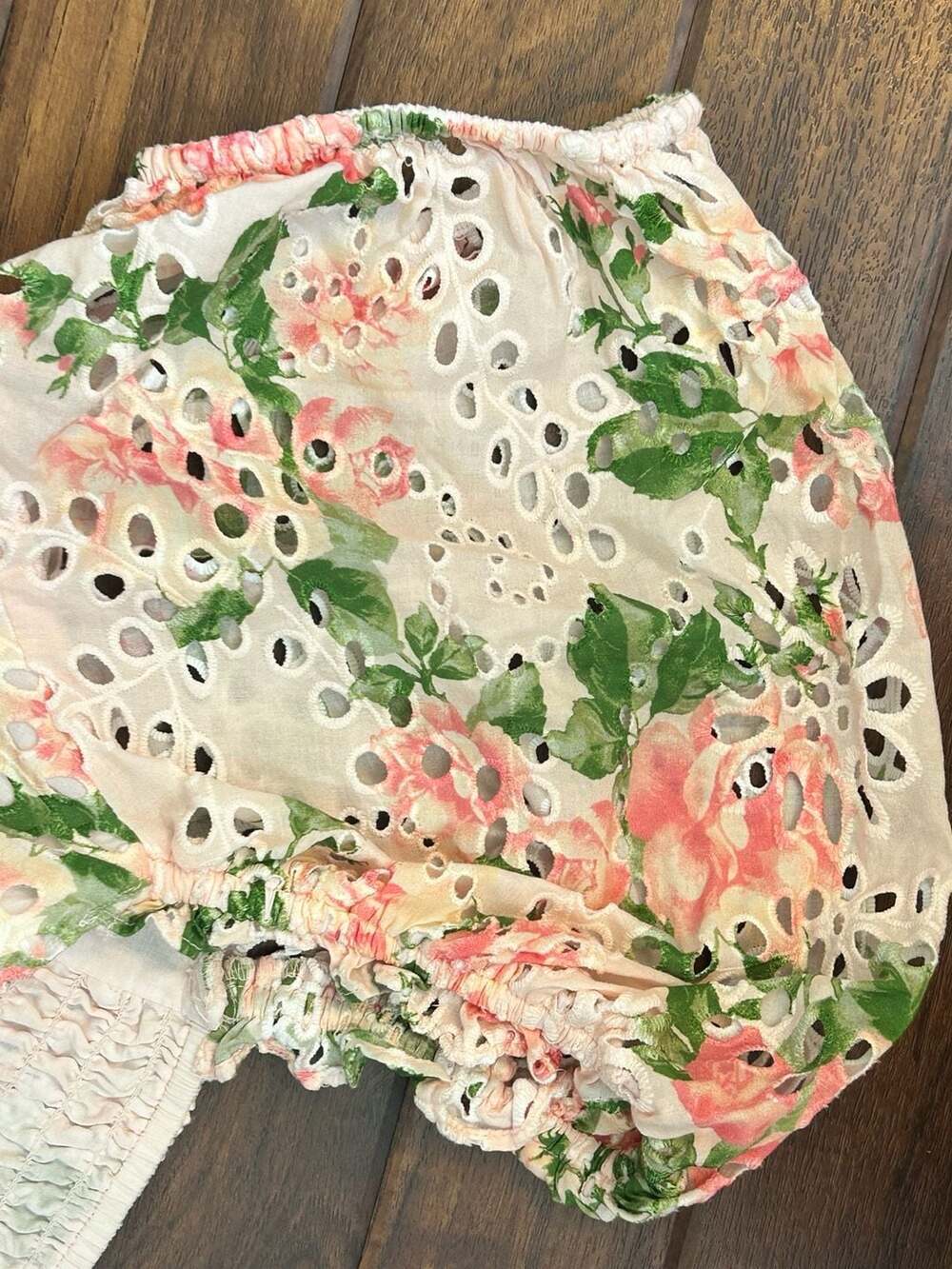 Rachel Parcell Pink Floral Eyelet Puff Sleeve Tiered Maxi Dress Cottagecore - Picture 6 of 14